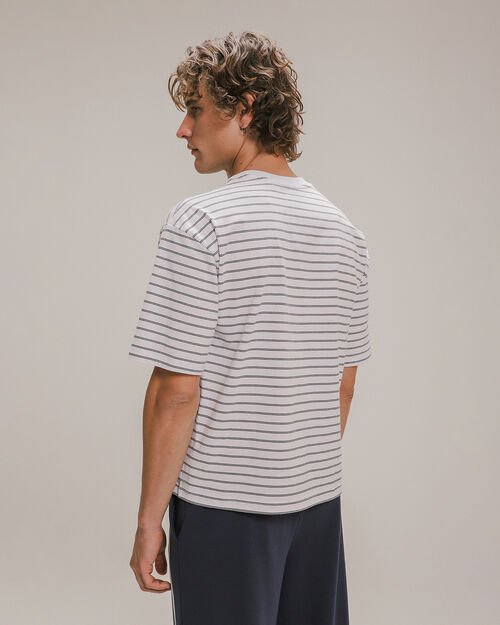 Playera Boxy Blanca Rayas