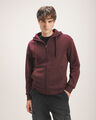 Hoodie Abierta Jaretas,ROJO VINO