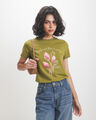 Playera Beige Texto,VERDE MANZANA
