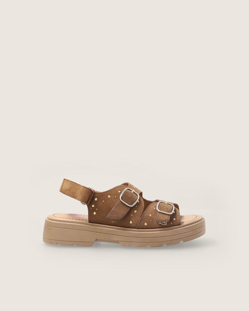 Sandalias Caf&eacute;s Studs