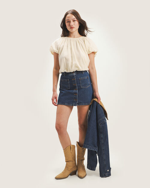 Blusa Manga Corta Beige