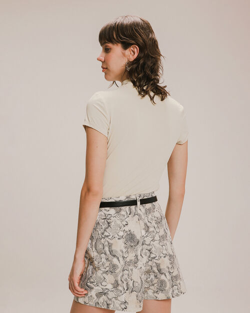 Top Manga Corta Beige
