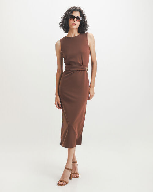 Vestido Caf&eacute; Midi