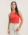 Tank Top Cropped Rayas,ROJO