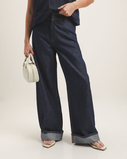 Jeans Fit Wide Leg Costura