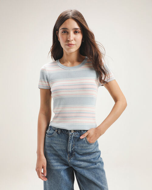 Crop Top Rayas Azul