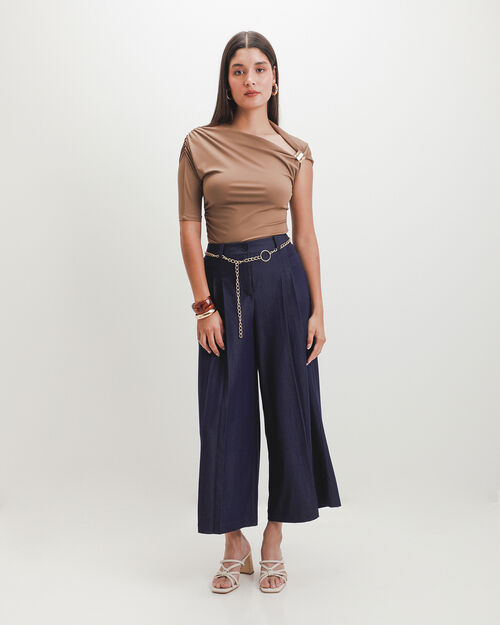 Blusa Caf&eacute; Asim&eacute;trica