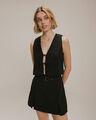 Chaleco Cropped Lazos,NEGRO