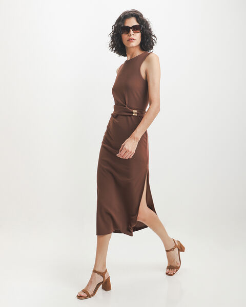 Vestido Caf&eacute; Midi