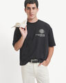 Playera Boxy Estampada,NEGRO