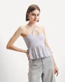 Blusa Peplum Halter,AZUL CIELO