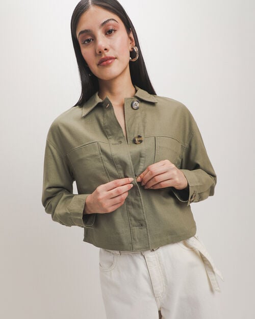 Chamarra Cropped Verde