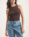 Crop Top De Punto,CAFE