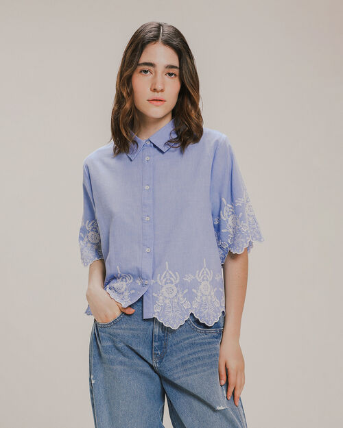 Camisa Bordada Azul