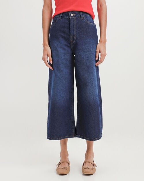 Jeans Fit Culotte Marino