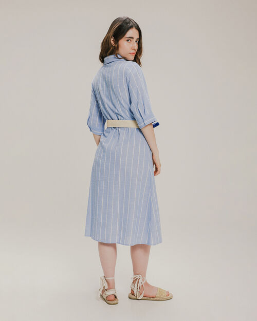 Vestido Rayas Con Cinturón