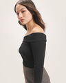 Playera Blanca Cropped,NEGRO