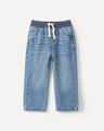 Jeans Straight Con Rib,AZUL ACERO