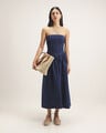 Vestido Midi Strapless,AZUL ACERO