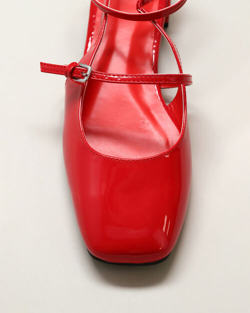Zapatos Planos Con Tacón Rojos