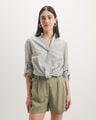 Camisa Estampada Rayas,VERDE EMPOLVADO