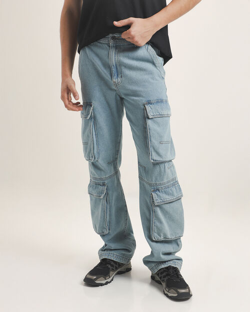 Jeans Azul Fit Straigth Cargo