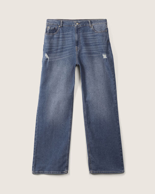 Jeans Straight Wide Azul