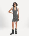 Vestido Halter Estampado,NEGRO