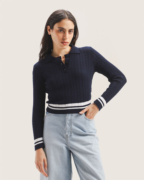 Polo Cropped Azul