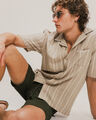 Camisa Manga Corta Rayas,CAFE