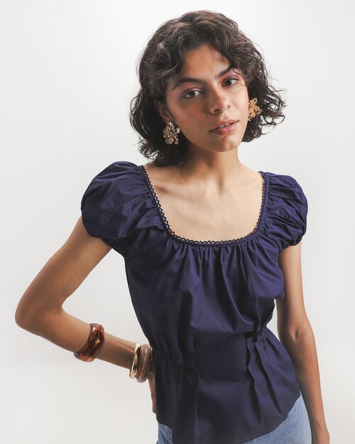 Blusa Azul Tejida