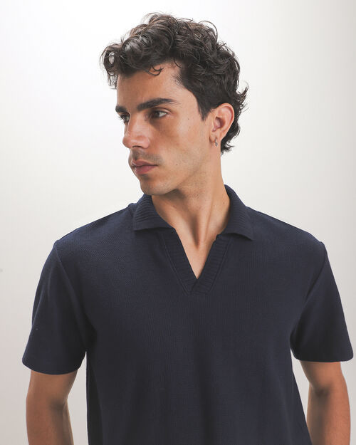 Polo Azul Tejida