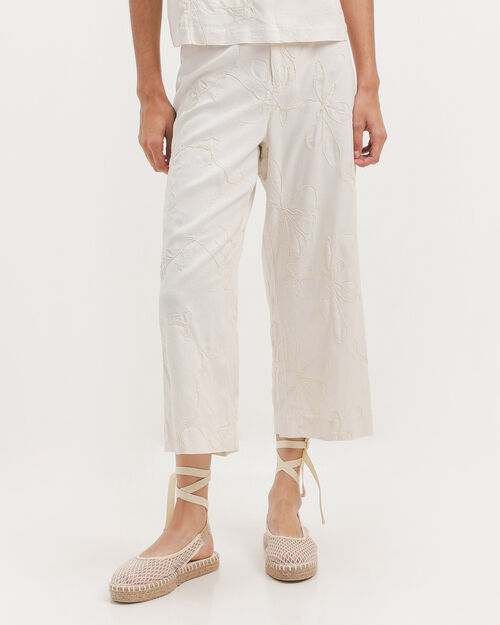 Pantal&oacute;n Blanco Bordado
