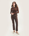 Pantalón Straight Cropped,CHOCOLATE