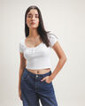 Crop Top Manga Corta,BLANCO