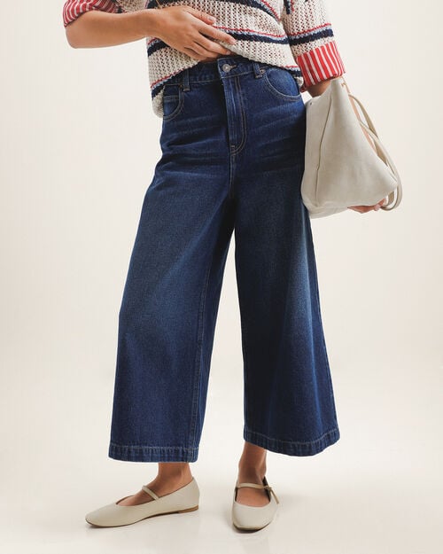 Jeans Efecto Lavado Fit Culotte