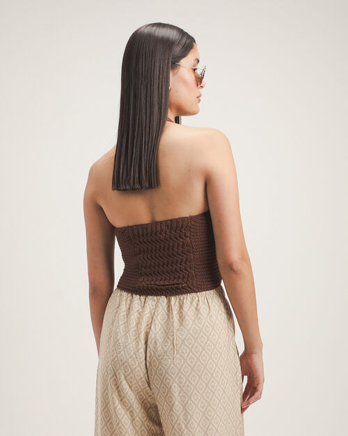 Crop Top Halter Caf&eacute;