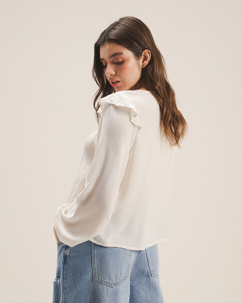 Blusa Beige Manga Larga