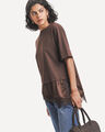 Playera Caf&eacute; Encaje,CAFE