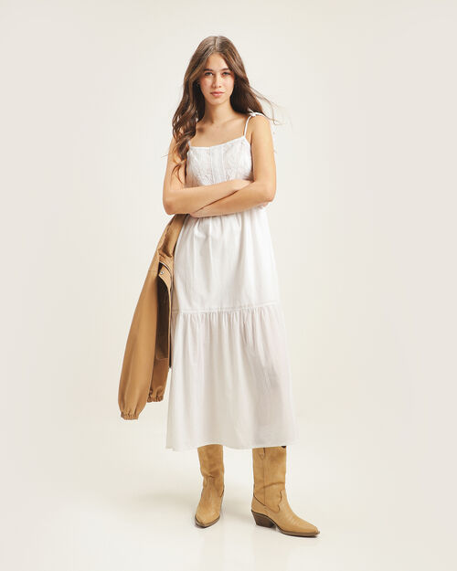 Vestido Midi Lazos Beige