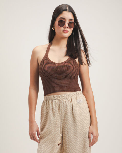 Crop Top Halter Caf&eacute;