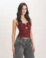 Top Mesh Strapless,ROJO OBSCURO