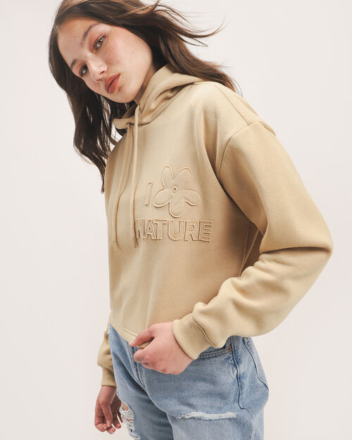 Hoodie Beige Cropped