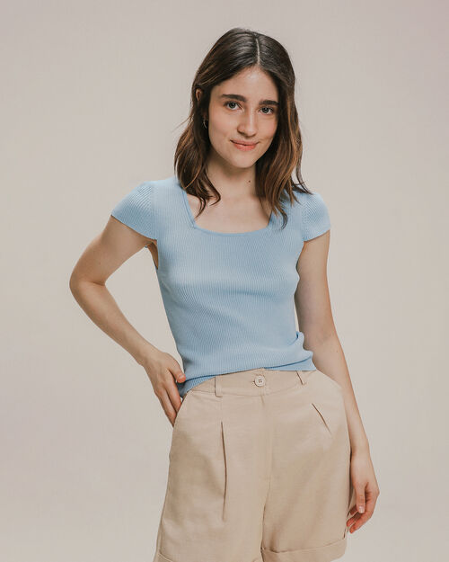 Top Manga Corta Azul