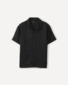Camisa Negra Cuello Resort,NEGRO