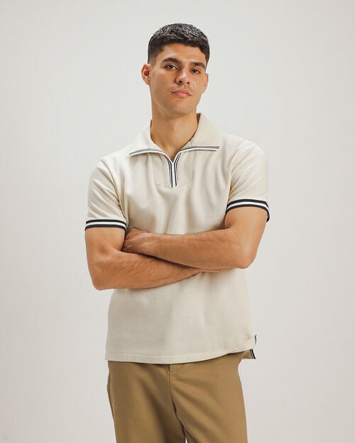 Polo Manga Corta Beige