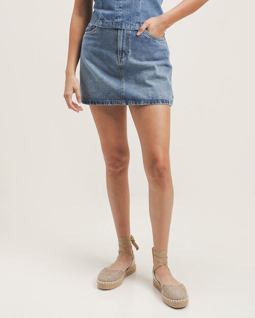 Falda Mini Azul De Mezclilla