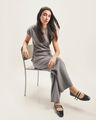 Pantalón Cintura Elástica Gris,GRIS CLARO