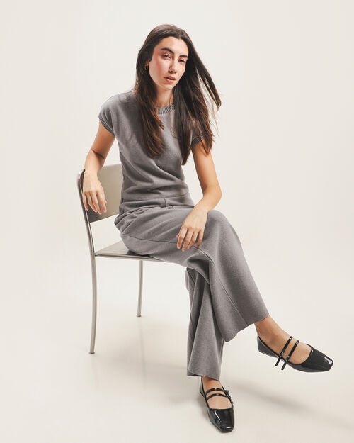 Pantalón Cintura Elástica Gris