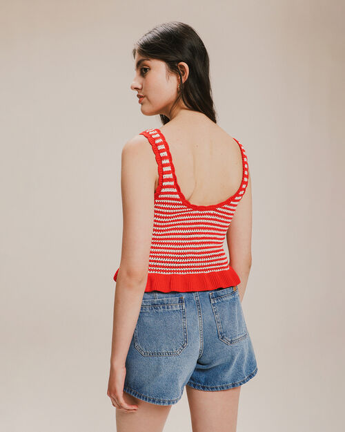 Top Peplum Punto Rayas
